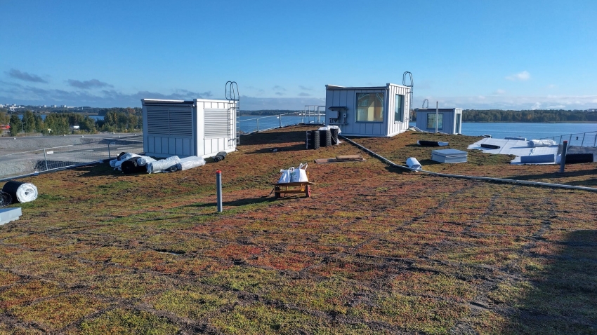 Valmis Nordic Green Roof maksaruohoviherkatto Verkkosaaressa. Asentaja Eg-trading Oy.