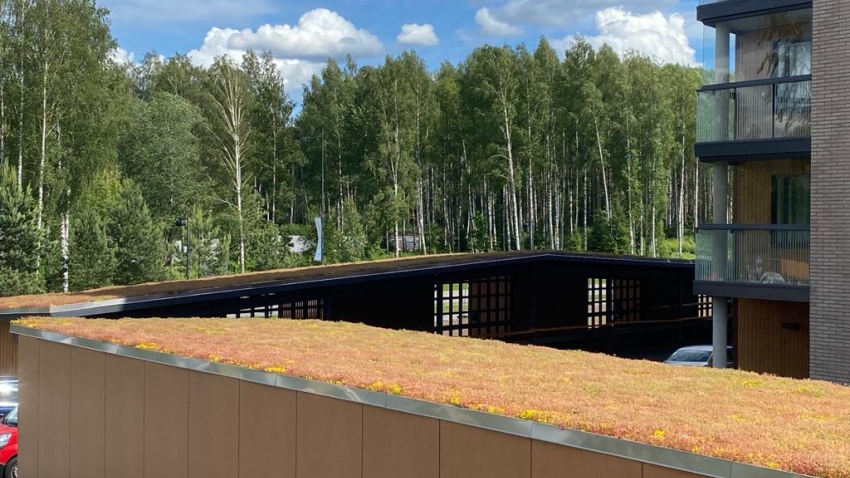 Valmis Nordic Green Roof® maksaruohoviherkatto Lohjalla. Asentaja Eg-trading Oy.