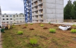 Nordic Green Roof -maksaruohomatto ja biomoduulit asennettuna paikoitushallin katolle. Asentaja Eg-Trading Oy.