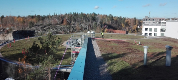 Siirtyminen referenssiin Nordic Green Roof® maksaruohoviherkatto Kruunuvuorenrannassa sivustolla eg-trading.fi.